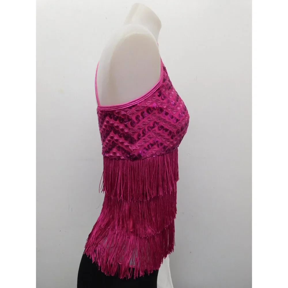 Pre-Owned Dance Top Curtain Call  Pink Jazz Sequin